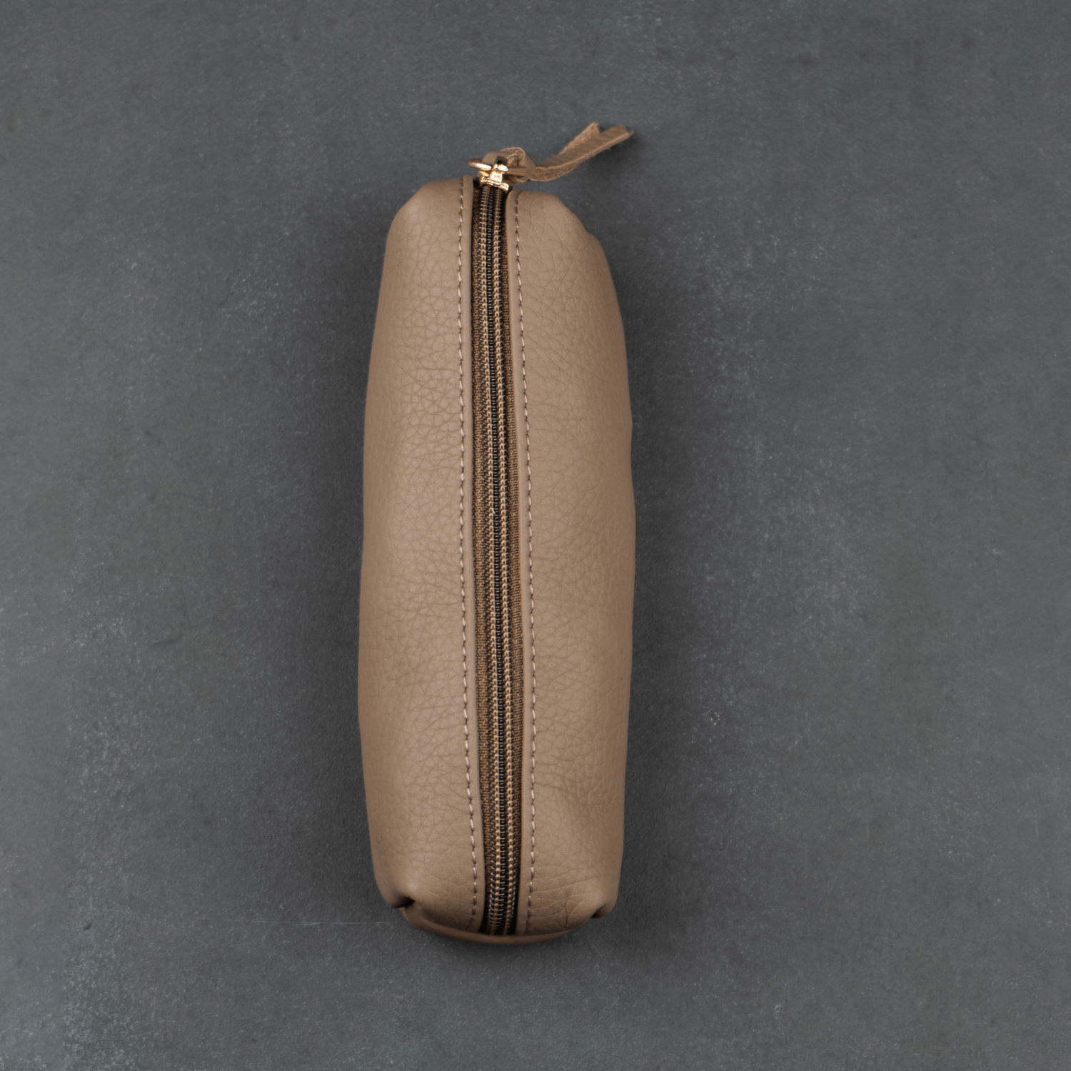Elegant Leather Makeup Bag - Cream